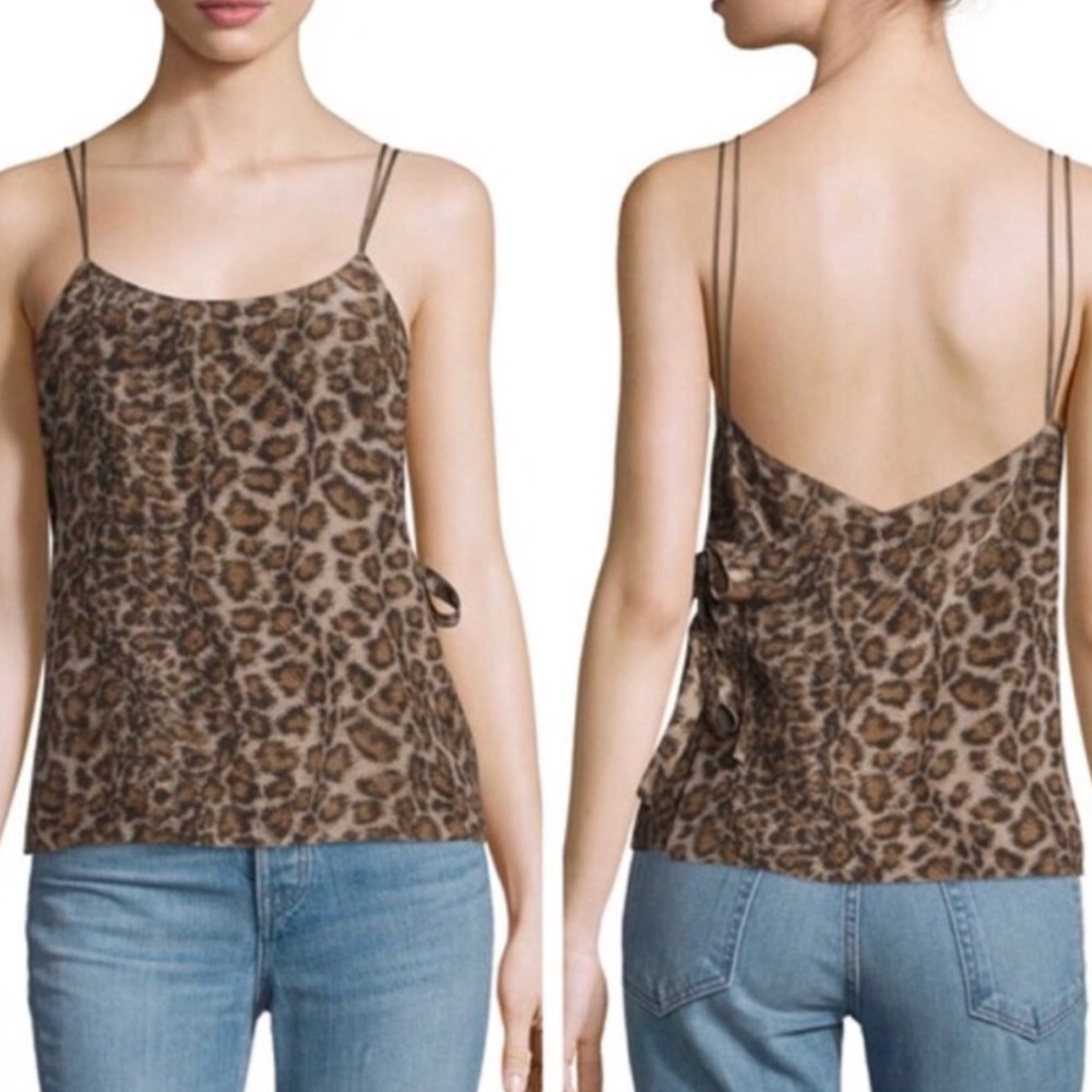 Helmut Lang Leopard Overla Silk Tie Camisole M NWT
